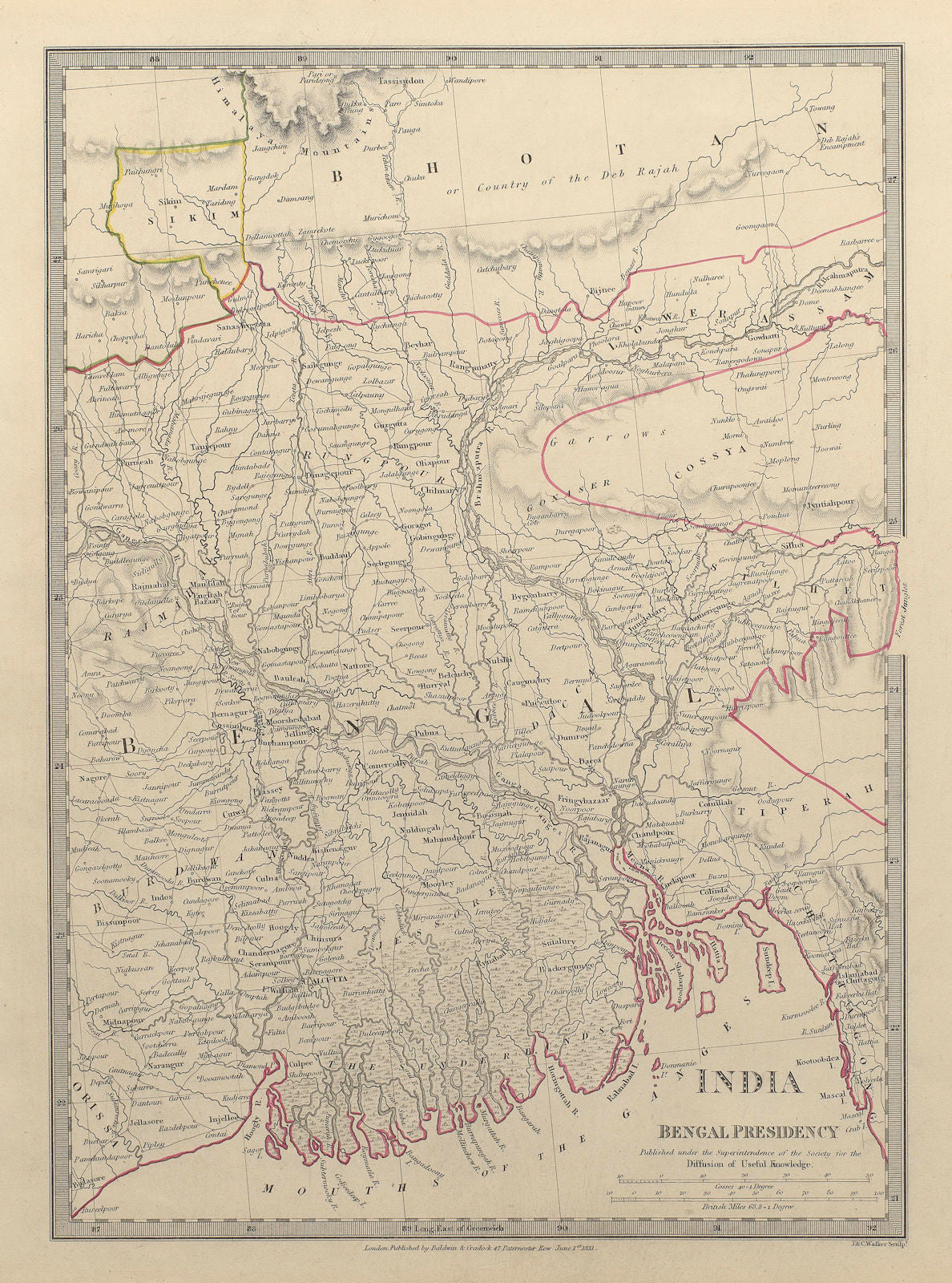 BENGAL BANGLADESH. Chittagong (Chotogram) Sikim Sikkim Bhutan. SDUK 1844 map